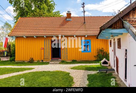 Zalipie, Poland - April 29, 2023: Zagroda Felicji Curylowej open air museum and ethnographic park of folk architecture and paintings in Zalipie villag Stock Photo