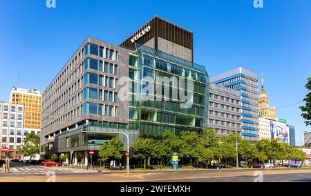 Warsaw, Poland - May 14, 2023: Wolf Marszalkowska office plaza in Srodmiescie downtown business district of Warsaw city center Stock Photo