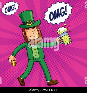 Beer Leprechaun pop art style vector image Stock Vector