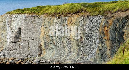 Cliff on coastline, Green Point, Gros Morne National Park, Newfoundland, Canada Stock Photo