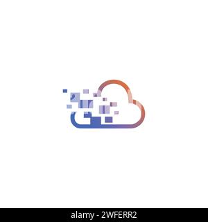 Creative Cloud Pixel Data design concept flat style template vector ...