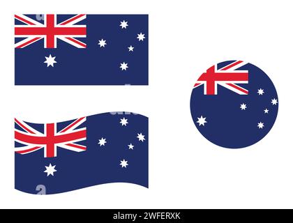 Flag of Australia. Australia flag in circle shape. Country flag variations Stock Vector