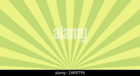 Sunrise sunbeam rays, green lines background, light Stock Vector