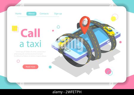 Call a taxi flat isometric vector concept. Stock Vector