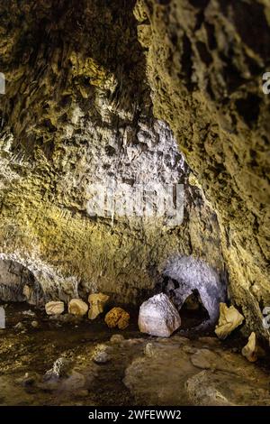 Limestone Bat Cave Jaskinia Nietoperzowa known for multiple species of nesting bats in Jerzmanowice village in Bedkowska Valley near Cracow in Lesser Stock Photo