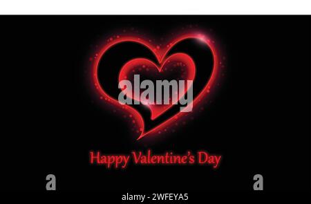 Shining heart for Valentine's Day. Congratulations on Valentine's Day. Greeting card. Stock Vector