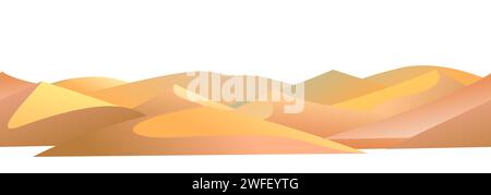 Desert sand dunes. Scenery Landscape. Seamless figure. Isolated on a white background. Fun cartoon style. Vector Stock Vector