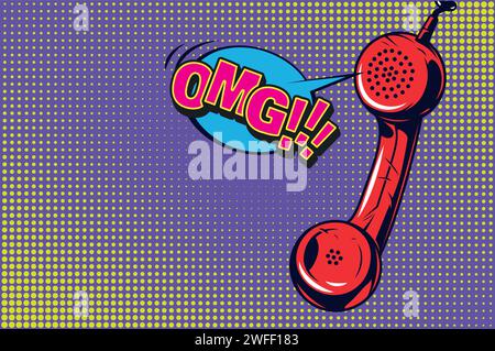 Mobile phone cartoon pop art style Stock Vector