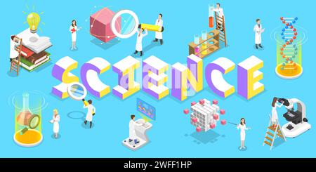 Vector Flat Isometric Concept of Scientific Research, Science Laboratory. Stock Vector