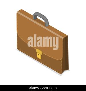 3D Isometric Flat Vector Concept of Briefcase. Stock Vector