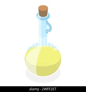 3D Isometric Flat Vector Concept of Vessel with Liquid. Stock Vector