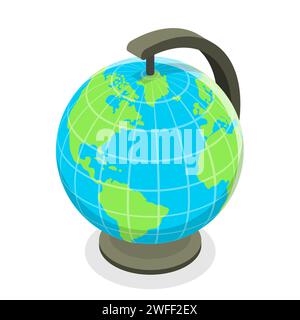 3D Isometric Flat Vector Concept of Globe Model. Stock Vector