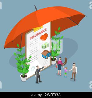 Insurance options isometric flat vector concept. Stock Vector