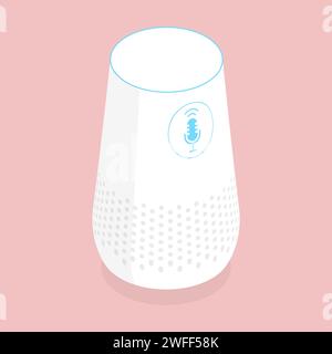 3D Isometric Flat Vector Concept of Smart Speaker With Voice Control. Stock Vector