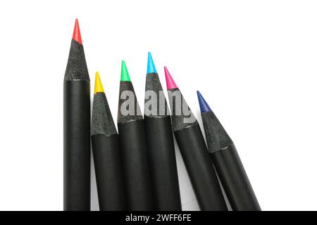 Many colorful pencils isolated on white background Stock Photo
