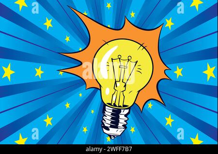 Lampe idea pop art style vector image Stock Vector