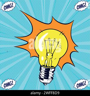 Lampe idea pop art style vector image Stock Vector