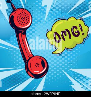 Mobile phone cartoon pop art style Stock Vector