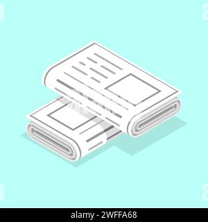 3D Isometric Flat Vector Concept of Newspapers Icon. Stock Vector