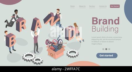 Brand Building, Company Personality Development. 3D Isometric Flat Vector Conceptual Illustration. Stock Vector
