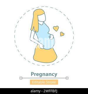 Vector Icon of Pregnancy on White Background with Editable Stroke. Stock Vector