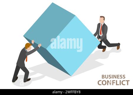 3D Isometric Flat Vector Conceptual Illustration of Conflict of Interest, Business Clash. Stock Vector