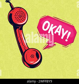 Mobile phone cartoon pop art style Stock Vector