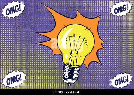 Lampe idea pop art style vector image Stock Vector