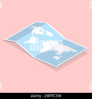 3D Isometric Flat Vector Concept of Paper Map. Stock Vector