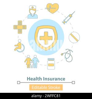 Vector Icon of Health Insurance, Healthcare and Medical Service. Stock Vector