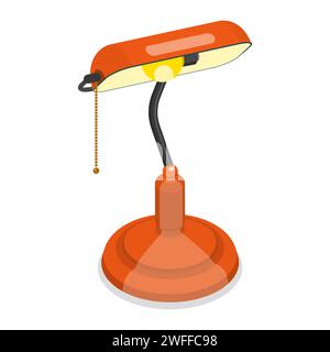3D Isometric Flat Vector Concept of Desk Lamp. Stock Vector