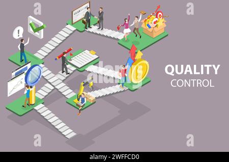 3D Isometric Flat Vector Conceptual Illustration of Quality Control. Stock Vector