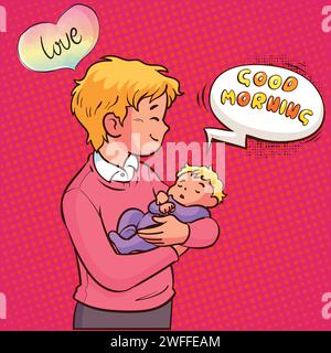 Fathers day pop art style super dad Stock Vector