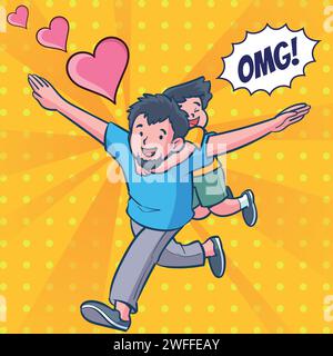 Fathers day pop art style super dad Stock Vector