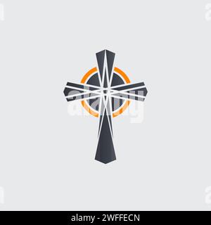 Christian cross or Church logo. Theology symbol, clean church cross sign for a modern church sign. Icon of christian cross. Sign of catholic Stock Vector