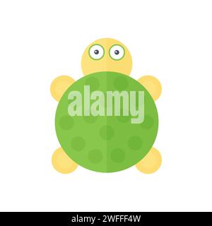 Cute turtle with round green shell, funny animal from geometric shapes vector illustration Stock Vector