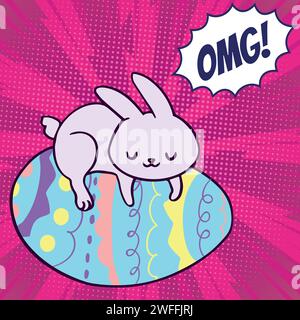 bunny eggs pop art style vector image Stock Vector