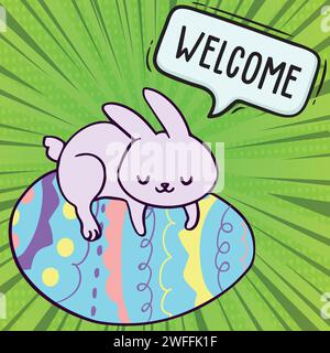 bunny eggs pop art style vector image Stock Vector