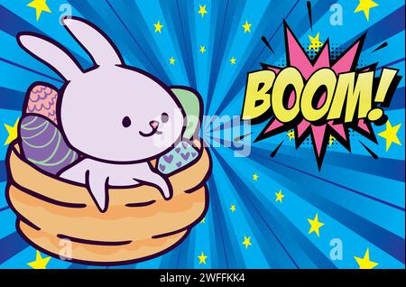 bunny eggs pop art style vector image Stock Vector