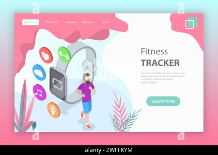 Fitness tracker website landing page design Vector Image