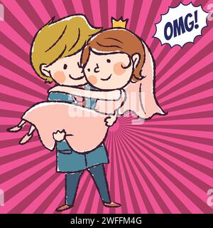 Couple love Valentines day pop art style vector image Stock Vector