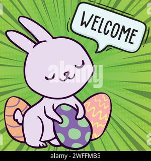 bunny eggs pop art style vector image Stock Vector
