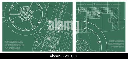 Blueprint. Engineering illustration set. Technical Design. Instrument-making drawings. Mechanical engineering drawing. Technical Stock Vector