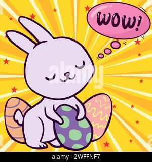 bunny eggs pop art style vector image Stock Vector