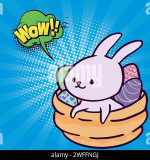 cute rabbit pop art style vector image Stock Vector