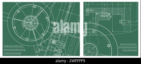 Blueprint. Technical Design. Engineering illustration set. Instrument-making drawings. Mechanical engineering drawing. Technical Stock Vector