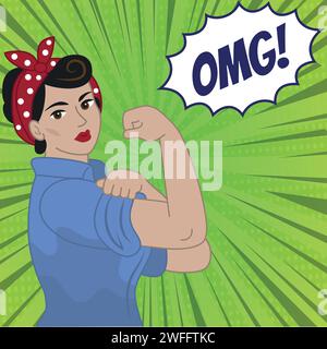 Woman can do it pop art style vector image Stock Vector