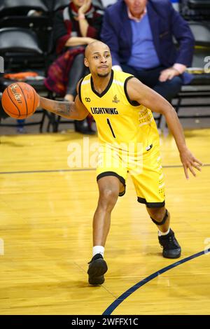 London Ontario Canada, Jan 28 2024. The London Lightning snap their 8 game winning streak with a lost to The Montreal Toundra. Shadell Millinghaus(1) Stock Photo