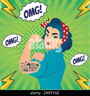 Woman can do it pop art style vector image Stock Vector