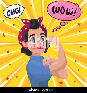 Woman can do it pop art style vector image Stock Vector